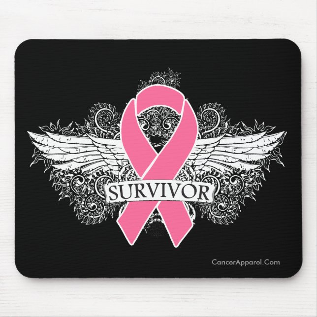 Mousepad Fita de Sobrevivência das Asas do Cancer da Mama (Frente)