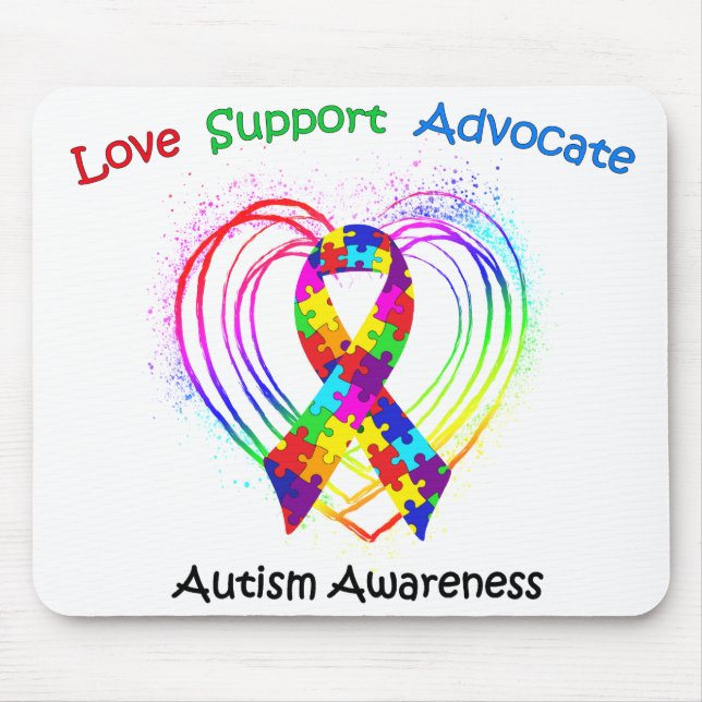 Mousepad Fita do autismo no coração (Frente)