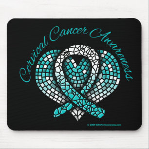Mousepad Fita do coração do mosaico do cancro do colo do