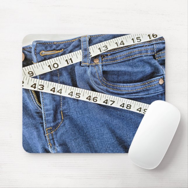 Mousepad Fita Métrica em Jeans Azul (Com mouse)