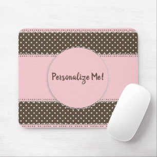 Mousepad Fita Rosa Girada e Bolinhas Personalizadas