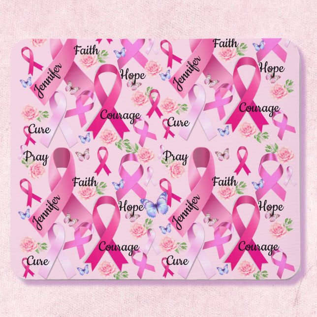 Mousepad Fita Rosa Personalizar Palavras e Nome Cancer da M (Criador carregado)