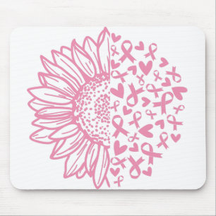 Mousepad Fita rosa Sensibilização do Cancer de Briso Girass