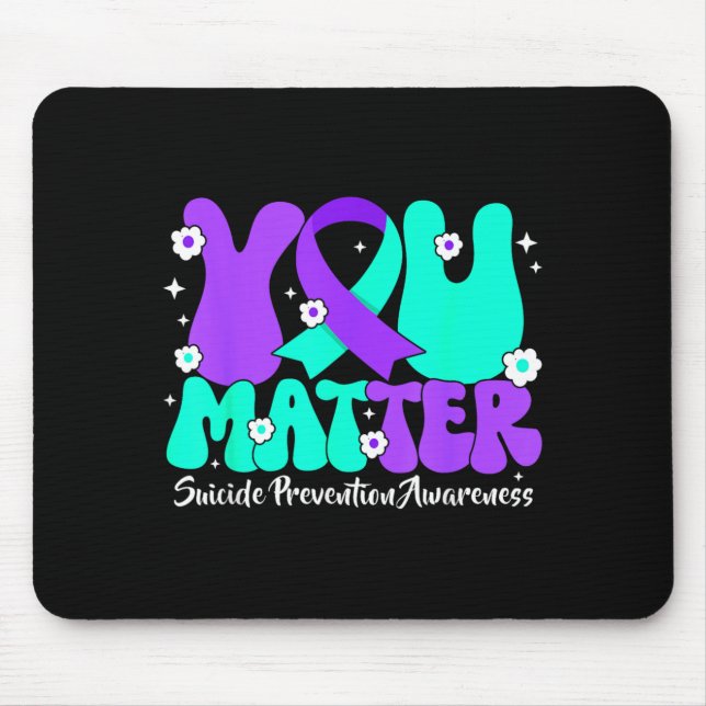 Mousepad Fita Roxa Azul-Claro de Conscientização sobre Prev (Frente)