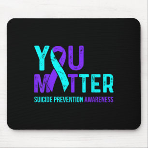 Mousepad Fita Roxa Azul-Claro de Conscientização sobre Prev