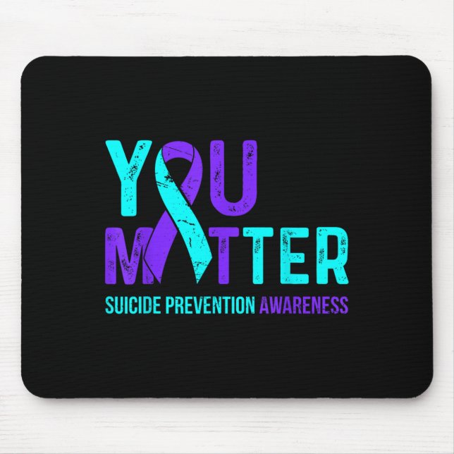 Mousepad Fita Roxa Azul-Claro de Conscientização sobre Prev (Frente)