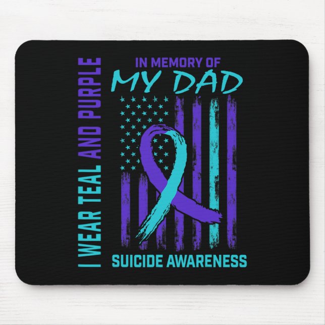 Mousepad Fita Roxa Teal Em Memória Do Suicídio Do Pai Aware (Frente)
