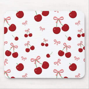 Mousepad Fita Vermelha Cereja Padrão Sem Costura Fruta Fofa