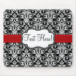 Mousepad Fita Vermelha Chic Black/White Damask