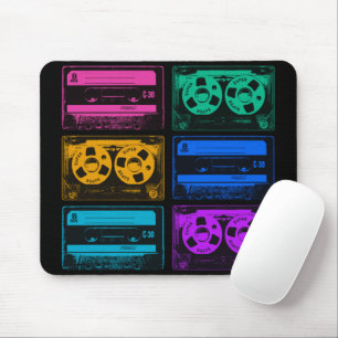 Mousepad Fitas Cassete Coloridas Retro