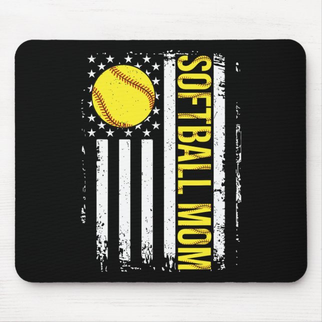 Mousepad Flag Softball Team Softball Mãe Mulheres Dias de a (Frente)