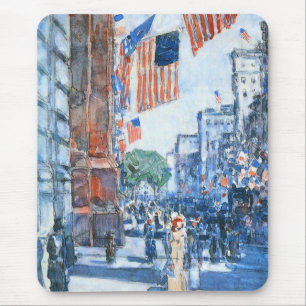 Mousepad Flagres Quinta Avenida por Childe Hassam, Arte Vin