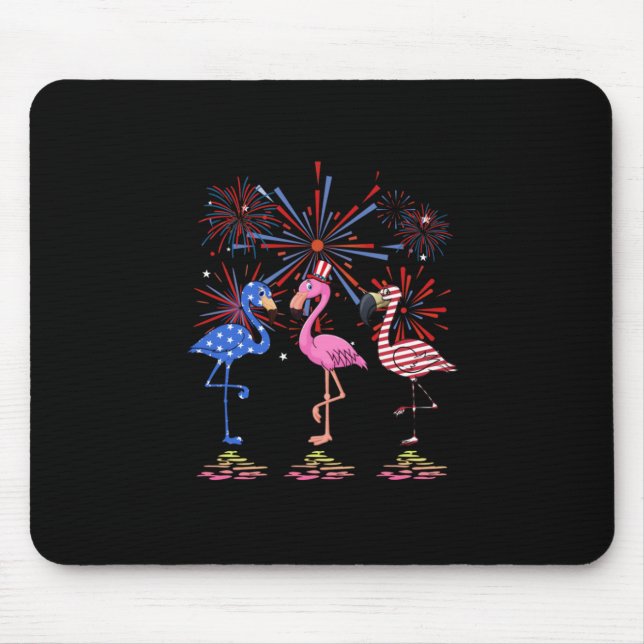 Mousepad Flamingo American Flag para 4 de julho (Frente)