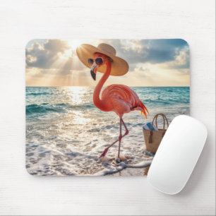 Mousepad Flamingo Caminhando Na Arrebentação Do Oceano