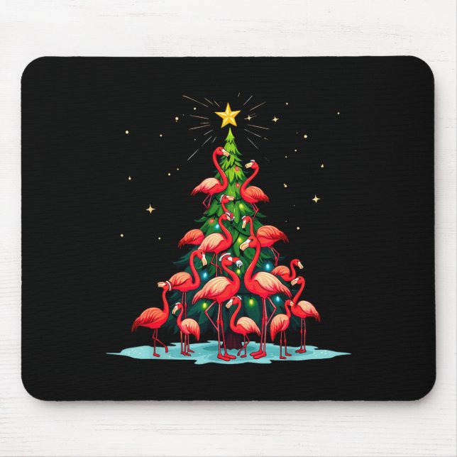Mousepad Flamingo Christmas Tree Funny Nkie Holiday Flaming (Frente)