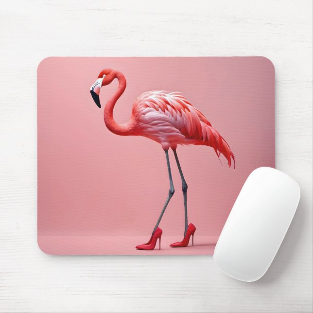 Mousepad Flamingo Com Calçados Vermelhos (Com mouse)
