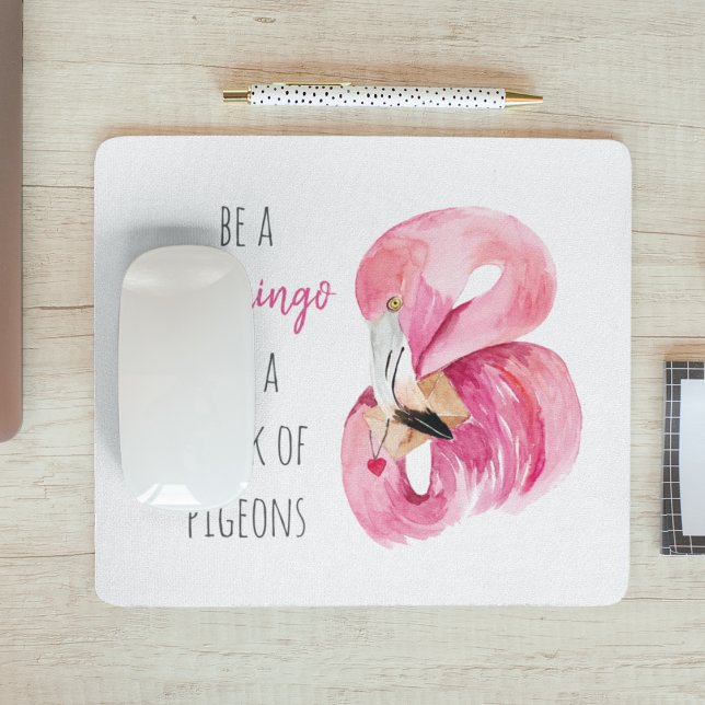 Mousepad Flamingo, Cor de Água Rosa Moderna, Com Citação (Criador carregado)
