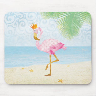 Mousepad Flamingo da aguarela com coroa real