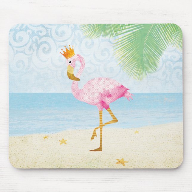 Mousepad Flamingo da aguarela com coroa real (Frente)