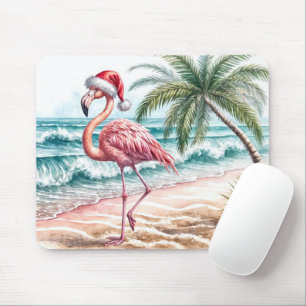 Mousepad Flamingo de Natal em uma praia