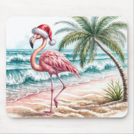 Mousepad Flamingo de Natal em uma praia