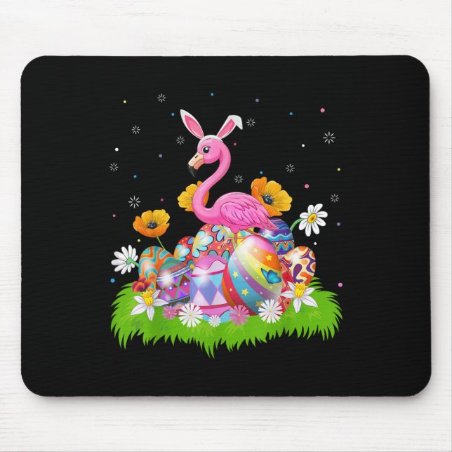 Mousepad Flamingo Easter Ovo Hunt Cony Ear Flamingo Páscoa (Frente)
