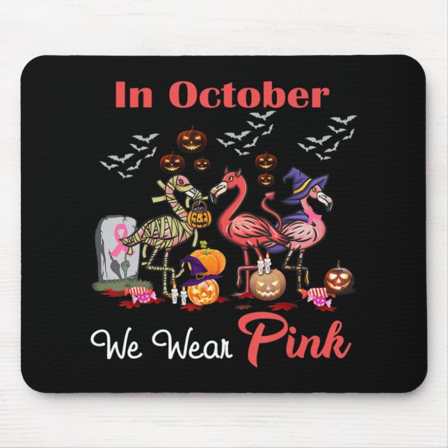 Mousepad Flamingo Em Outubro Vestimos O Cancer Rosa Hal (Frente)