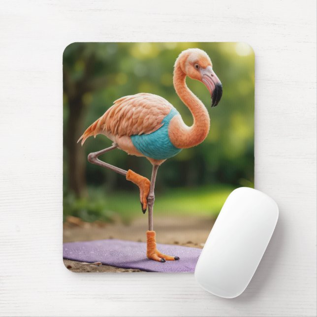 Mousepad Flamingo em uma boca de ioga (Com mouse)