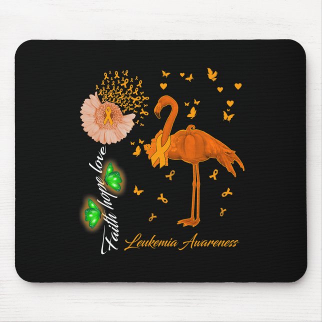 Mousepad Flamingo Faith Esperança Amor Leucemia Consciência (Frente)