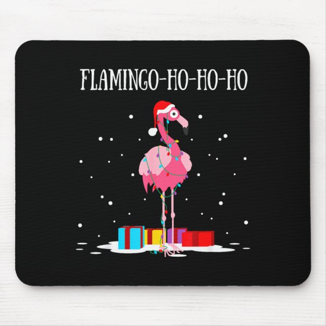 Mousepad Flamingo Ho Ho Ho Nk Christmas Tree Lights Chain X (Frente)