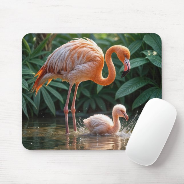 Mousepad Flamingo Mãe com Pintinho (Com mouse)