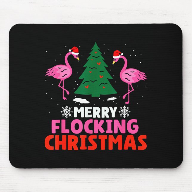 Mousepad Flamingo Merry Flocking Christmas Funny Xmas Men W (Frente)