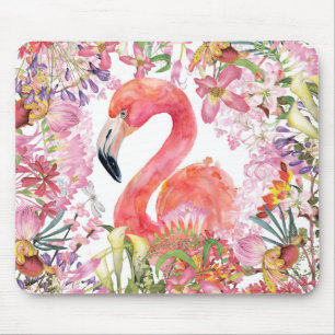 Mousepad Flamingo na Selva Flor - Padrão de Verão