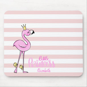 Mousepad Flamingo Rosa Adorável Listras Rosa e Branco