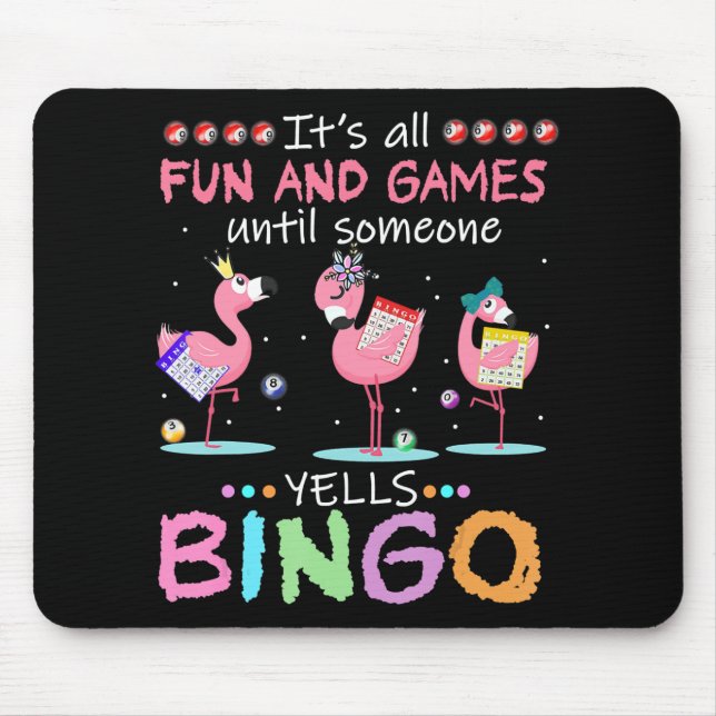 Mousepad Flamingo Rosa Bingo Engraçado Arte de Presente (Frente)