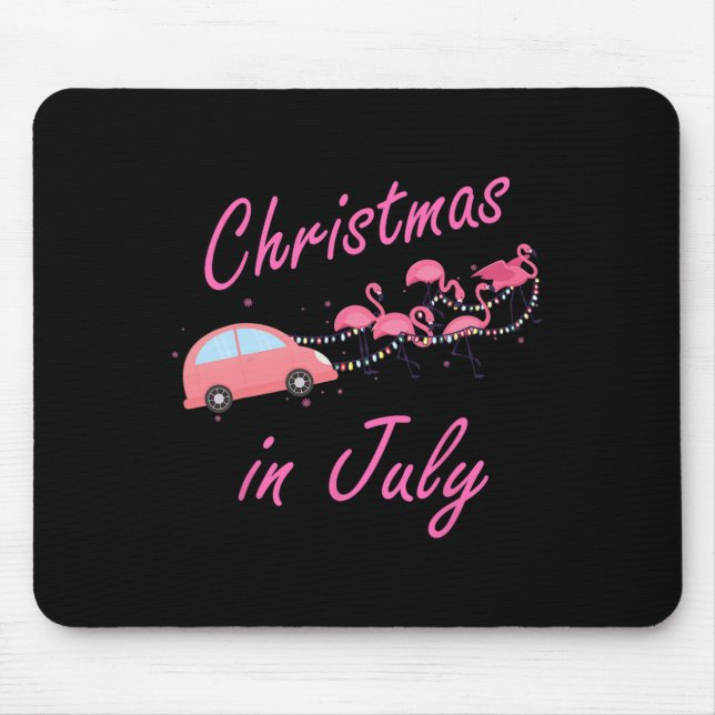 Mousepad Flamingo Rosa Engraçado Fofo Carro de Camping Nata (Frente)