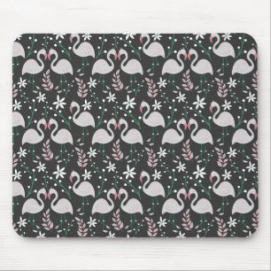 Mousepad Flamingo sem soldadura, branco sobre fundo escuro