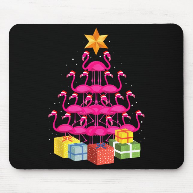 Mousepad Flamingo Tree Funny Ugly Christmas  (Frente)