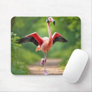 Mousepad Flamingo Vestindo tênis e tênis cor-de-rosa