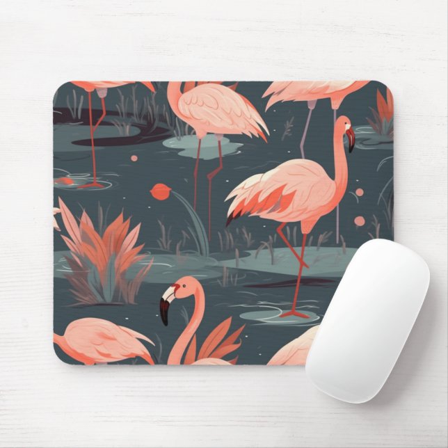 Mousepad Flamingoas Rosa Na Água (Com mouse)