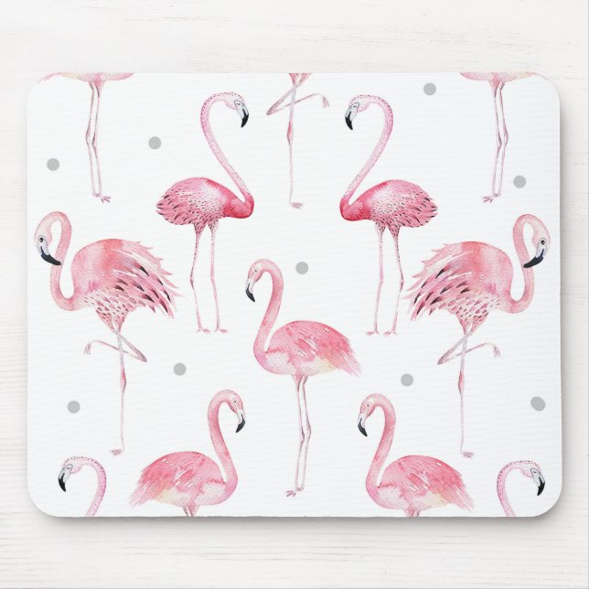 Mousepad Flamingos cor-de-rosa Bolinhas Cinzas Chic Waterco (Frente)