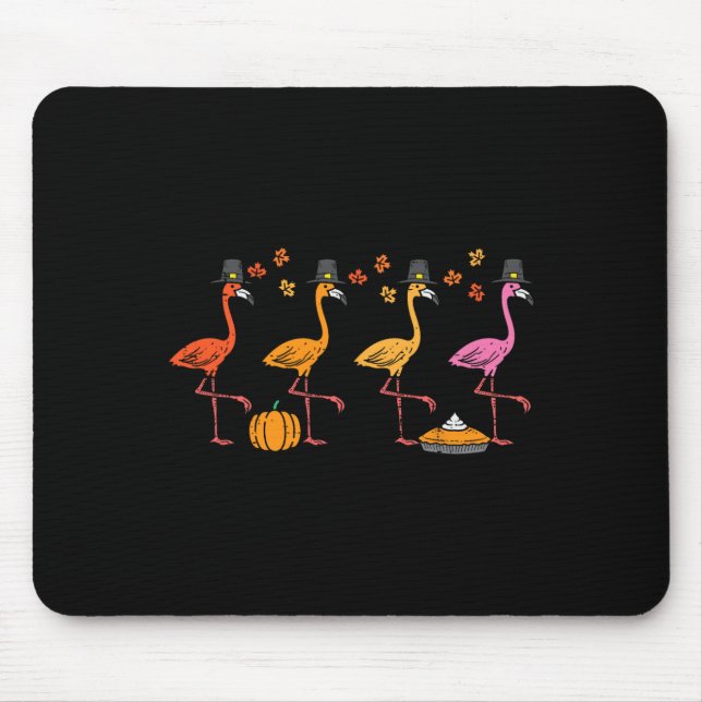 Mousepad Flamingos Engraçado Queda de Ação de Graças Homens (Frente)