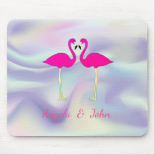Mousepad Flamingos Rosa No Amor Holográfico