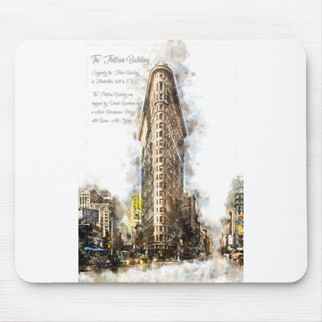 Mousepad FlatIron Building Watercolor (Frente)