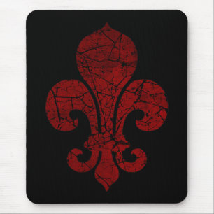 Mousepad fleur-de-lis-cracked_red