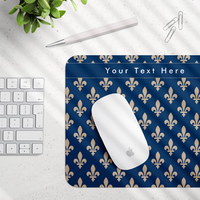 Mousepad Fleur de Lis Pattern, francês, real, creme, azul (Criador carregado)