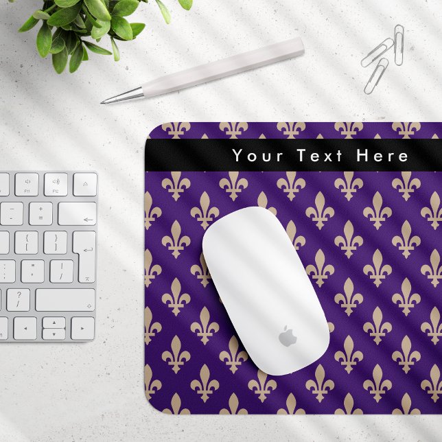 Mousepad Fleur de Lis Pattern, Francês, Real, Creme, Roxo (Criador carregado)