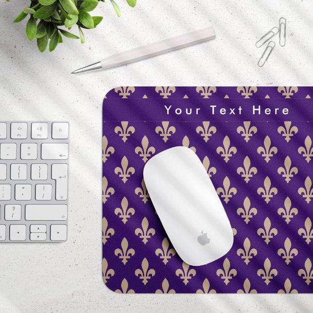 Mousepad Fleur de Lis Pattern, Francês, Real, Creme, Roxo (Criador carregado)