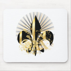 Mousepad Fleur de Lis, preto e Dourado
