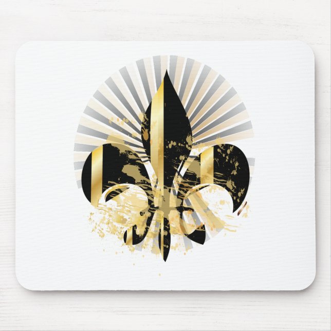 Mousepad Fleur de Lis, preto e Dourado (Frente)